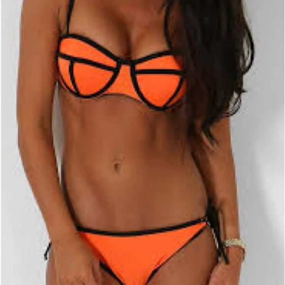 BIKINI BOTTOM Bright  Orange + Black Trim 
Neoprene - Picture 2 of 4